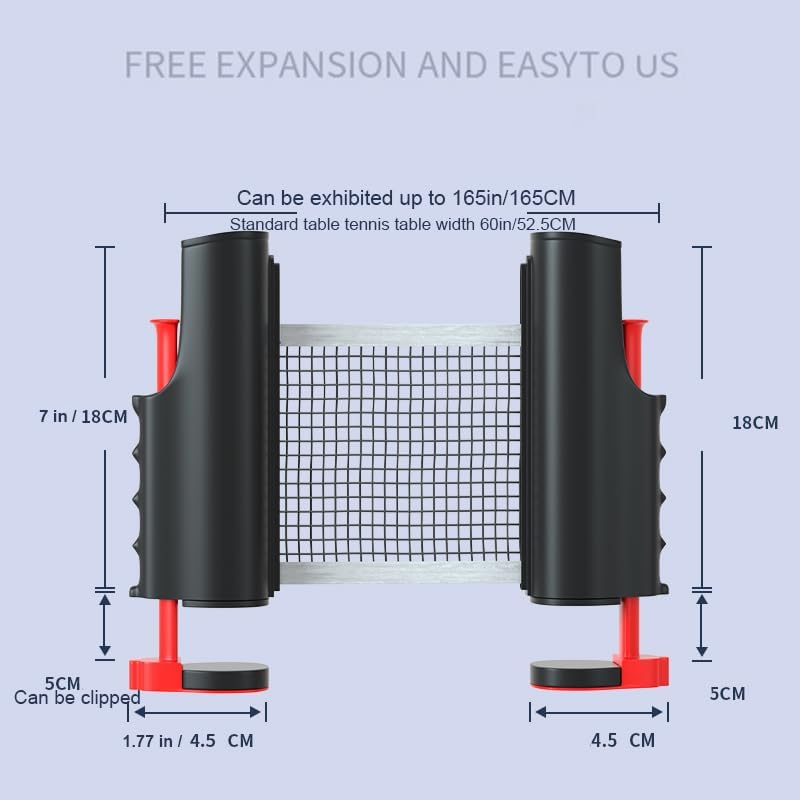 PLOOTA Adjustable Retractable Ping Pong Net & Post. Portable Table Tennis Nets & Clamps. Replacement Outdoor PingPong Net for Any Tables (Fits Tables Up to 2.0 inch Thick) - Image 3